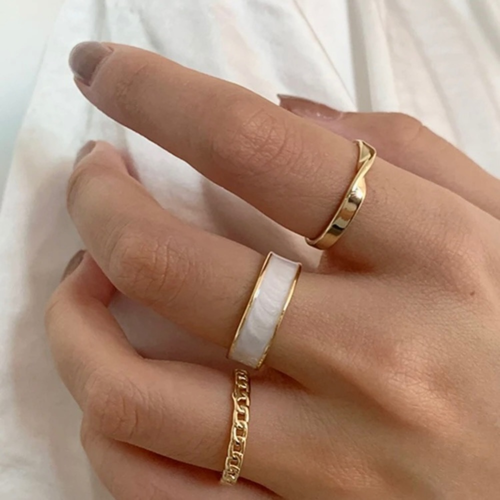 3pcs Minimalist Chain Ring Set